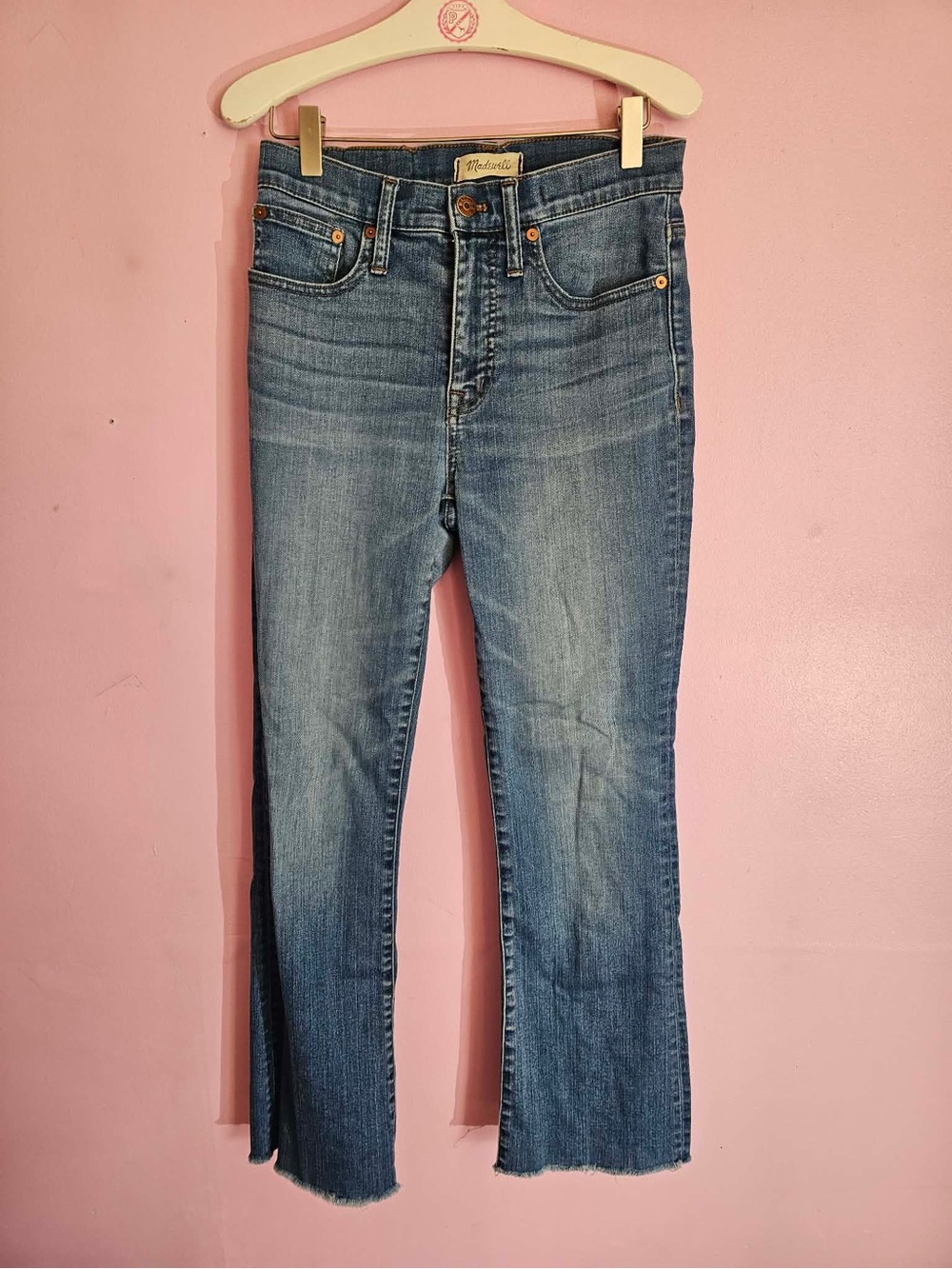 Madewell Cropped Straight Jeans in Medium Wash Blue